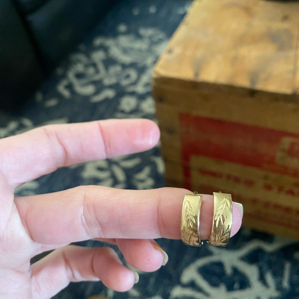 SOLD Gold huggie Reversible Hoop Earrings